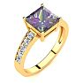 1-7/8 Carat Square Shape Mystic Topaz Ring With Diamonds In 14 Karat Yellow Gold Image-2