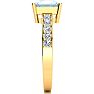 Aquamarine Ring: Aquamarine Jewelry: Square Step Cut 1 3/4ct Aquamarine and Diamond Ring in 14K Yellow Gold Image-4