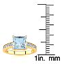 Aquamarine Ring: Aquamarine Jewelry: Square Step Cut 1 3/4ct Aquamarine and Diamond Ring in 14K Yellow Gold Image-5