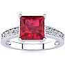 Square Step Cut 1 7/8ct Ruby and Diamond Ring in 14K White Gold Image-1