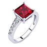 Square Step Cut 1 7/8ct Ruby and Diamond Ring in 14K White Gold Image-2