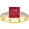 Square Step Cut 1 7/8ct Ruby and Diamond Ring in 14K Yellow Gold Image-1
