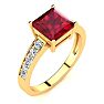 Square Step Cut 1 7/8ct Ruby and Diamond Ring in 14K Yellow Gold Image-2