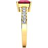 Square Step Cut 1 7/8ct Ruby and Diamond Ring in 14K Yellow Gold Image-4