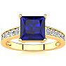 Square Step Cut 1 7/8ct Sapphire and Diamond Ring in 14K Yellow Gold Image-1
