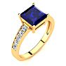 Square Step Cut 1 7/8ct Sapphire and Diamond Ring in 14K Yellow Gold Image-2