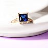Square Step Cut 1 7/8ct Sapphire and Diamond Ring in 14K Yellow Gold Image-8