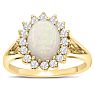 1-1/2 Carat Opal Ring and Halo Diamonds In 14 Karat Yellow Gold Image-1