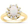 1 Carat Opal Ring and Halo Diamonds In 14 Karat Yellow Gold Image-1