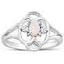 Vintage 1/4 Carat Opal Ring and Diamonds In 14 Karat White Gold Image-1