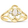 Vintage 1/4 Carat Opal Ring and Diamonds In 14 Karat Yellow Gold Image-1