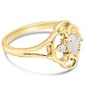Vintage 1/4 Carat Opal Ring and Diamonds In 14 Karat Yellow Gold Image-2