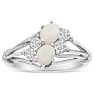 3/4 Carat Double Opal Ring with 4 Diamonds In 14 Karat White Gold Image-1