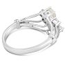 3/4 Carat Double Opal Ring with 4 Diamonds In 14 Karat White Gold Image-4