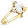 1/2 Carat Marquise Shape Opal Ring and Two Diamonds In 14 Karat Yellow Gold Image-2