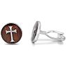 Octavius Stainless Steel and Mahogany Gothic Cross Cufflinks Image-1