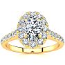 1 1/2 Carat Oval Shape Halo Diamond Engagement Ring in 14k Yellow Gold Image-1