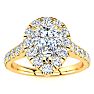 1 Carat Pear Shape Halo Diamond Engagement Ring in 14k Yellow Gold Image-1