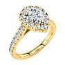 1 Carat Pear Shape Halo Diamond Engagement Ring in 14k Yellow Gold Image-2