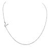 Dainty V Initial Sideways Necklace In Silver Overlay, 16 Inches Image-1