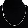 Dainty V Initial Sideways Necklace In Silver Overlay, 16 Inches Image-4
