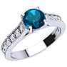 1 1/2 Carat Diamond Engagement Ring With 1 Carat Blue Diamond Center In 14K White Gold. Amazing Gorgeous Blue Diamond Ring! Image-2