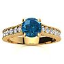 1 1/2 Carat Diamond Engagement Ring With 1 Carat Blue Diamond Center In 14K Yellow Gold Image-1