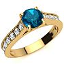 1 1/2 Carat Diamond Engagement Ring With 1 Carat Blue Diamond Center In 14K Yellow Gold Image-2