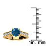 1 1/2 Carat Diamond Engagement Ring With 1 Carat Blue Diamond Center In 14K Yellow Gold Image-5