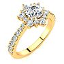 2 Carat Round Shape Halo Diamond Engagement Ring In 14K Yellow Gold Image-2