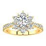 2 Carat Round Shape Halo Diamond Engagement Ring In 14K Yellow Gold Image-1