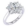 3/4 Carat Round Shape Halo Diamond Engagement Ring In 14K White Gold Image-2