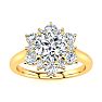 3/4 Carat Round Shape Halo Diamond Engagement Ring In 14K Yellow Gold Image-1