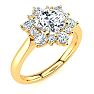 3/4 Carat Round Shape Halo Diamond Engagement Ring In 14K Yellow Gold Image-2