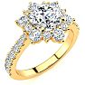 1 Carat Round Shape Halo Diamond Engagement Ring In 14K Yellow Gold Image-2