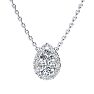 1/2 Carat Pear Shape Halo Diamond Necklace In 14K White Gold Image-1