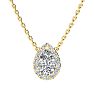 1/2 Carat Pear Shape Halo Diamond Necklace In 14K Yellow Gold Image-1