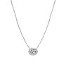 1/2 Carat Oval Shape Halo Diamond Necklace In 14K White Gold Image-2