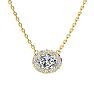 1/2 Carat Oval Shape Halo Diamond Necklace In 14K Yellow Gold Image-1
