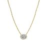 1/2 Carat Oval Shape Halo Diamond Necklace In 14K Yellow Gold Image-2