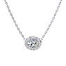 1/4 Carat Oval Shape Halo Diamond Necklace In 14K White Gold Image-1