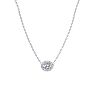 1/4 Carat Oval Shape Halo Diamond Necklace In 14K White Gold Image-2