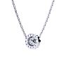 1/4 Carat Oval Shape Halo Diamond Necklace In 14K White Gold Image-3