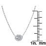 1/4 Carat Oval Shape Halo Diamond Necklace In 14K White Gold Image-4
