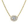 1/4 Carat Oval Shape Halo Diamond Necklace In 14K Yellow Gold Image-1