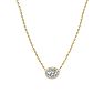 1/4 Carat Oval Shape Halo Diamond Necklace In 14K Yellow Gold Image-2