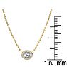 1/4 Carat Oval Shape Halo Diamond Necklace In 14K Yellow Gold Image-4