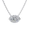 1/2 Carat Marquise Shape Halo Diamond Necklace In 14K White Gold Image-1