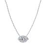 1/2 Carat Marquise Shape Halo Diamond Necklace In 14K White Gold Image-2