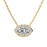 1/2 Carat Marquise Shape Halo Diamond Necklace In 14K Yellow Gold Image-1